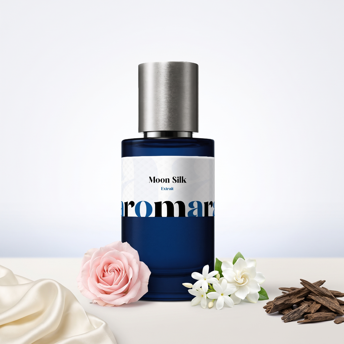 Moon Silk 35% Extrait perfume by Aromara, inspired by Memo Paris Moon Fever. Rose, white florals, oud, amber, creamy musk. UK-made dupe, 7+ hour wear.