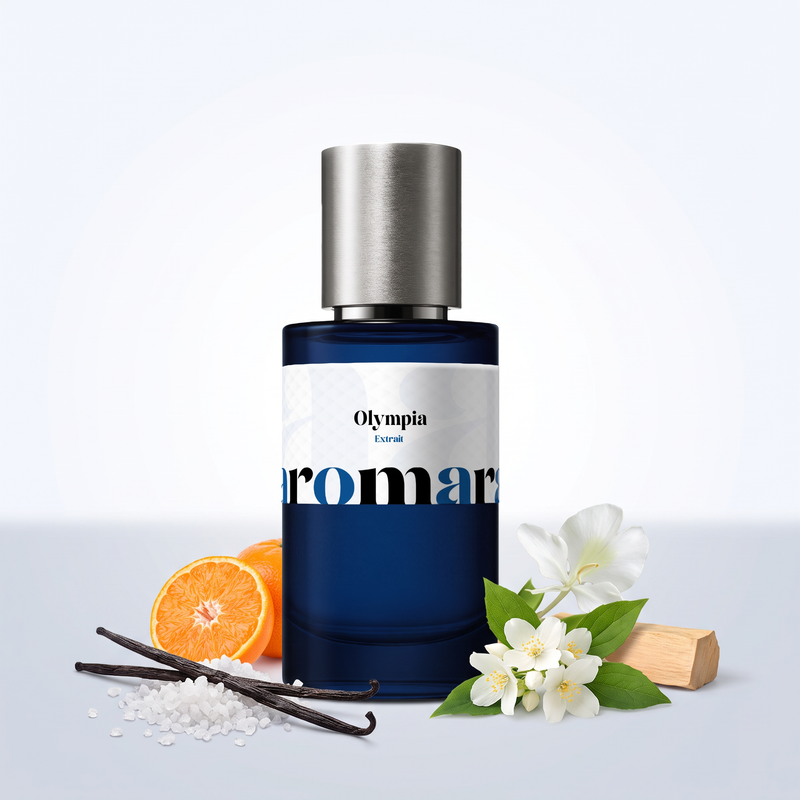 Olympia 35% Extrait perfume by Aromara, inspired by Paco Rabanne Olympea. Mandarin, water jasmine, ginger lily, salted vanilla, sandalwood. UK-made dupe, 7+ hour wear.