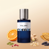 Ivory Amber by Aromara on a pale ivory to soft caramel beige background with bitter orange, cardamom, pink peppercorns, ginger, frankincense, tobacco leaf and tonka beans. 35% Extrait, inspired by Clive Christian Blonde Amber.