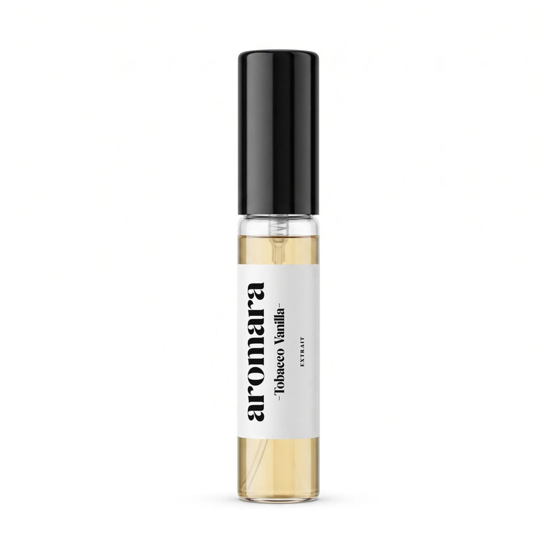Tobacco Vanilla 5ml Extrait sample spray by Aromara, clear glass vial, 35% Extrait perfume, 7+ hour wear
